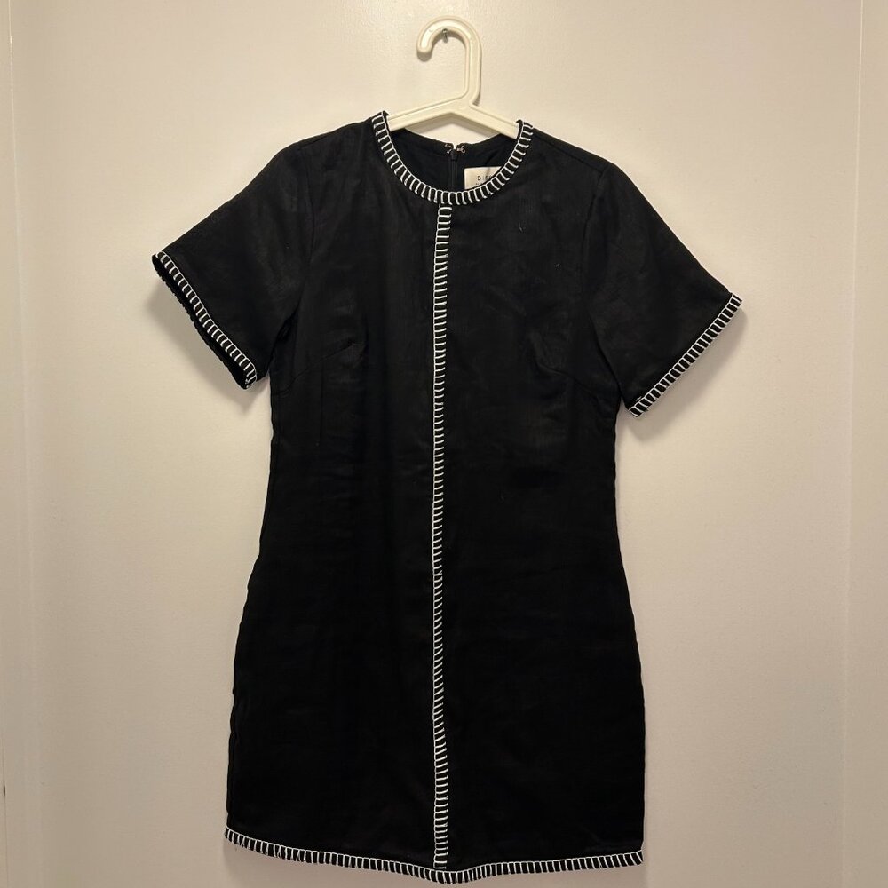 DISSH Black Mini Dress with White Trim